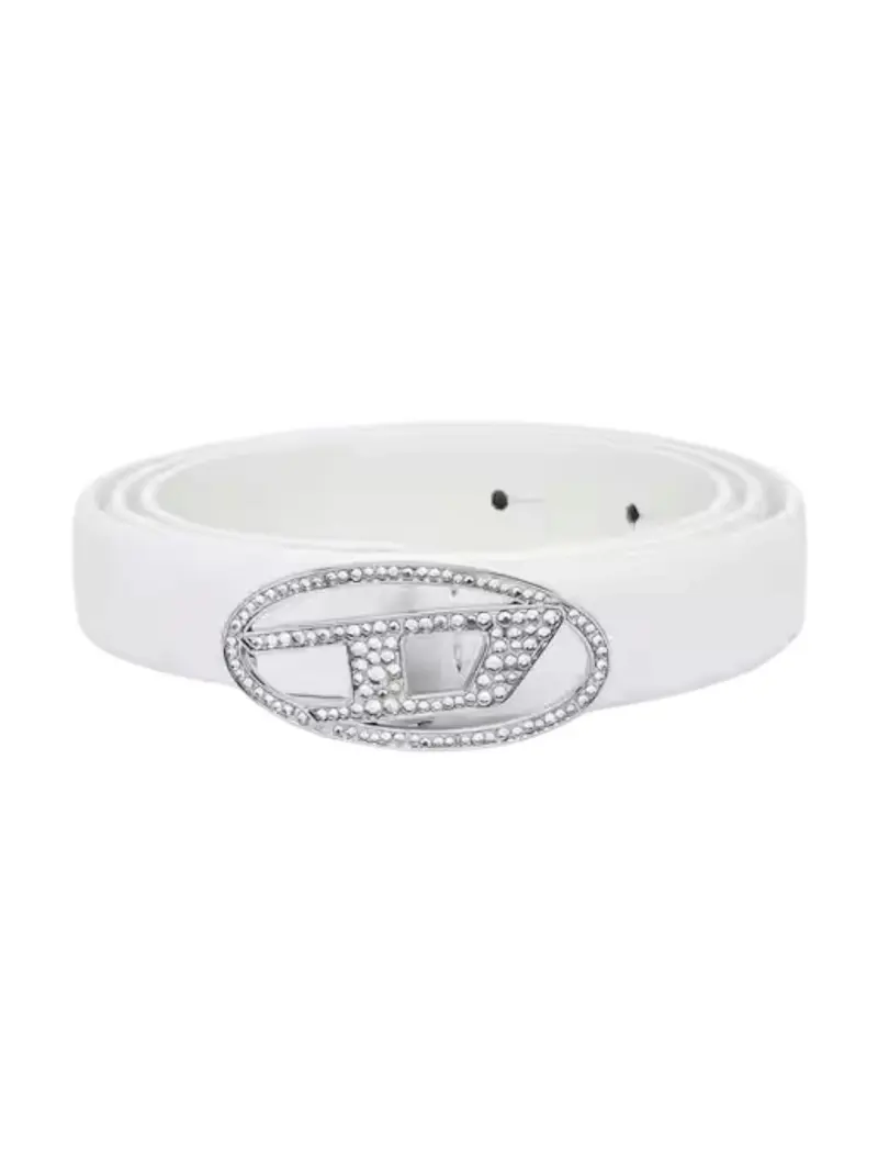 DIESEL Cintura Donna OVAL D LOGO B-1DR STRASS 20 BELT Bianco - X09972 P6364 T1003