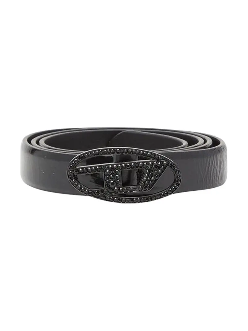 DIESEL Cintura Donna OVAL D LOGO B-1DR STRASS 20 BELT Nero - X09972 P8785 T8013
