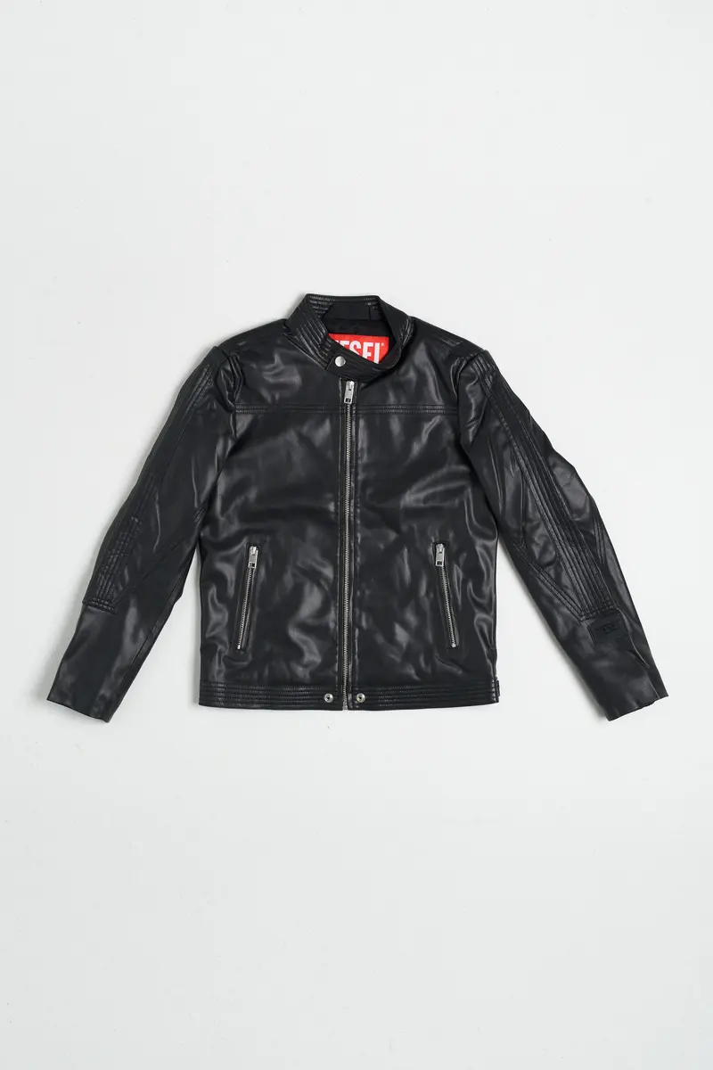 Diesel Kid Giubbotto Biker In Ecopelle Nero Bambino