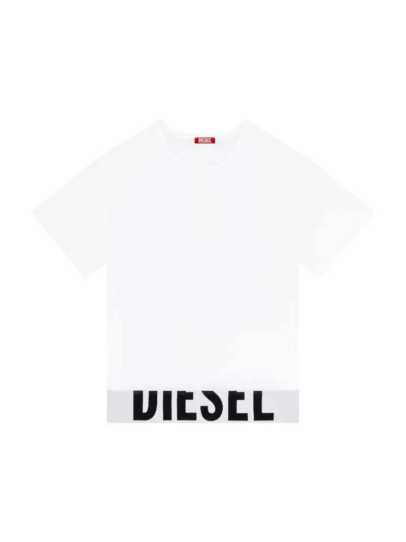 DIESEL T-shirt Donna UFTEE-SPORT-CROPPED-T-SHIRT MAGLIETTA A14593 0HMAU 100 100 - WHITE