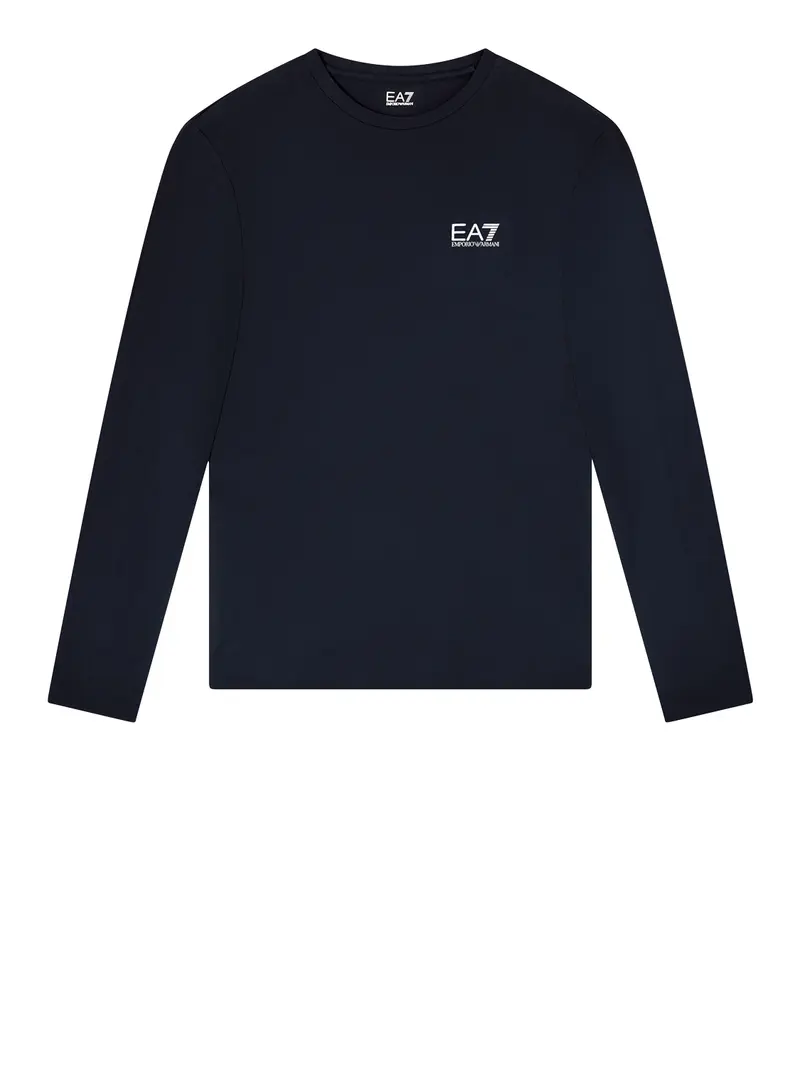 Ea7 T-shirt Core Identity girocollo a maniche lunghe in cotone - Navy