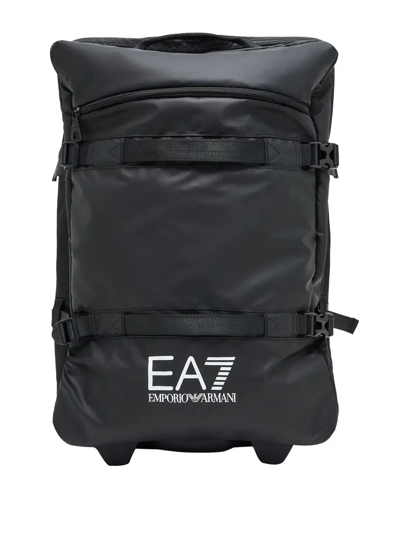 Ea7 Trolley resistente da cabina in tessuto tecnico con zip - Nero