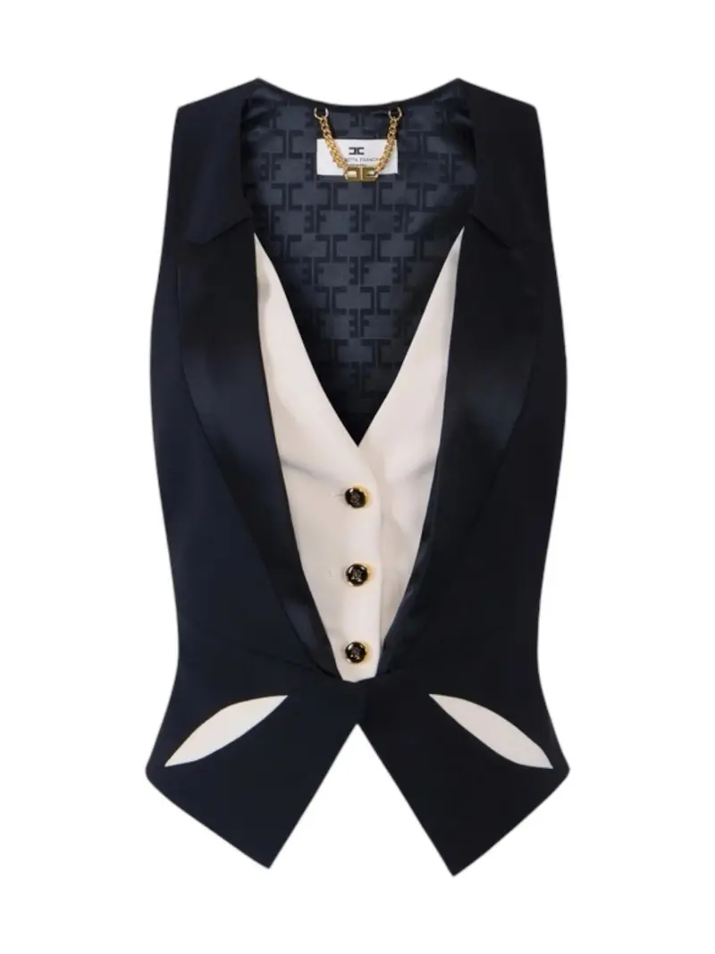 ELISABETTA FRANCHI Gilet Donna  GL00461E2 685 NERO/BURRO