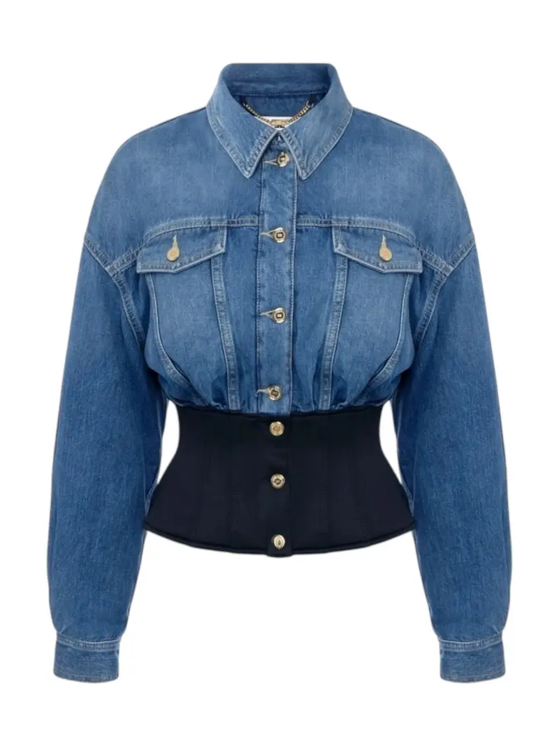 ELISABETTA FRANCHI Giubbino Donna BJ40N56E2 EI1 BLUE DENIM/NERO