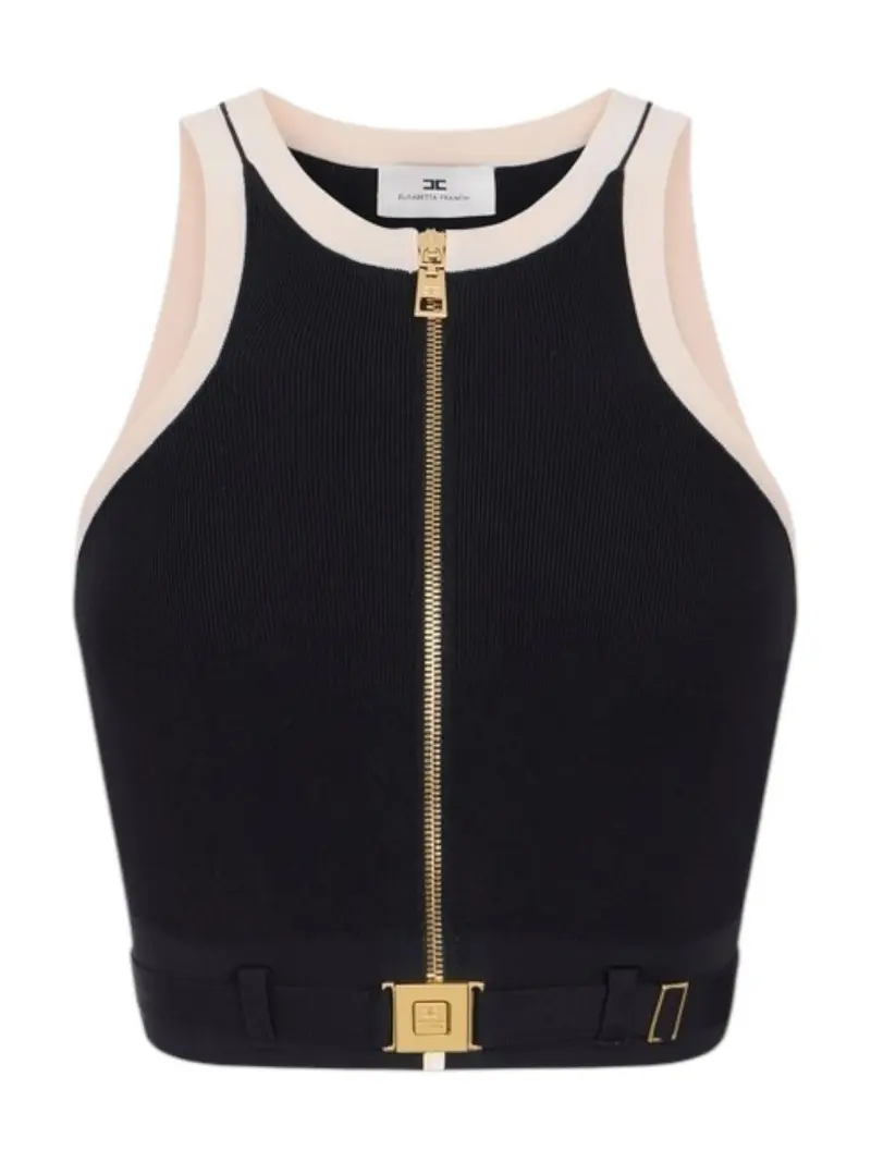 ELISABETTA FRANCHI Top Donna  TK71S61E2 685 NERO/BURRO