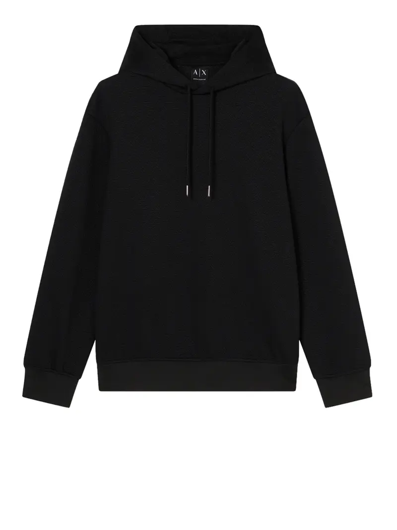 Felpa Armani Exchange con Cappuccio Jacquard Stretch Nero