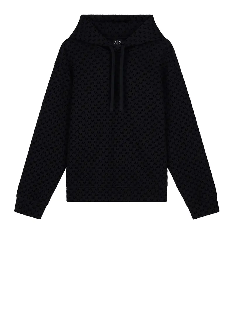 Felpa Armani Exchange Monogramma All Over - Nero