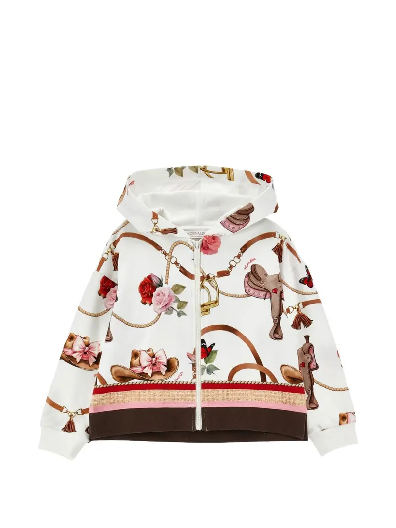 Felpa bianca/marrone per bambina