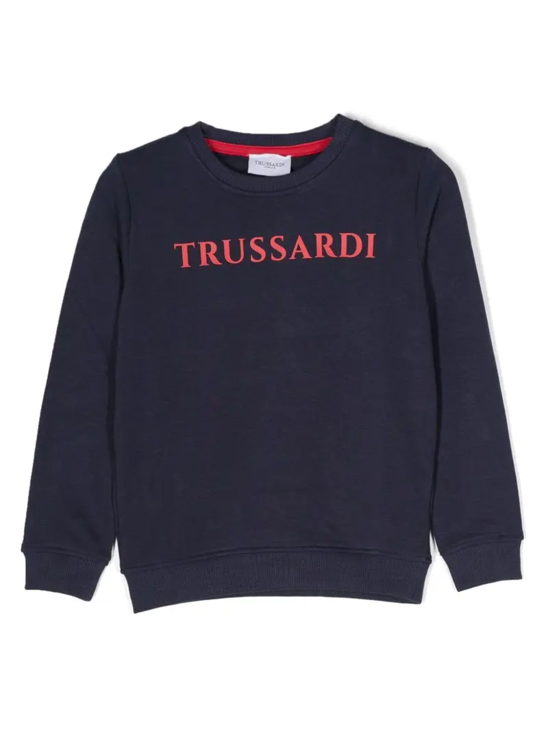 Felpa blu per bambino con logo rosso