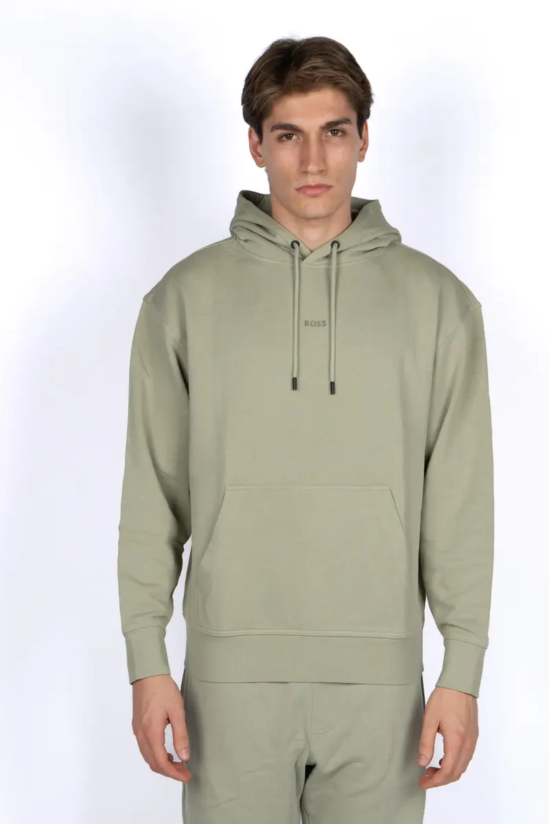 Felpa con cappuccio e logo Boss
