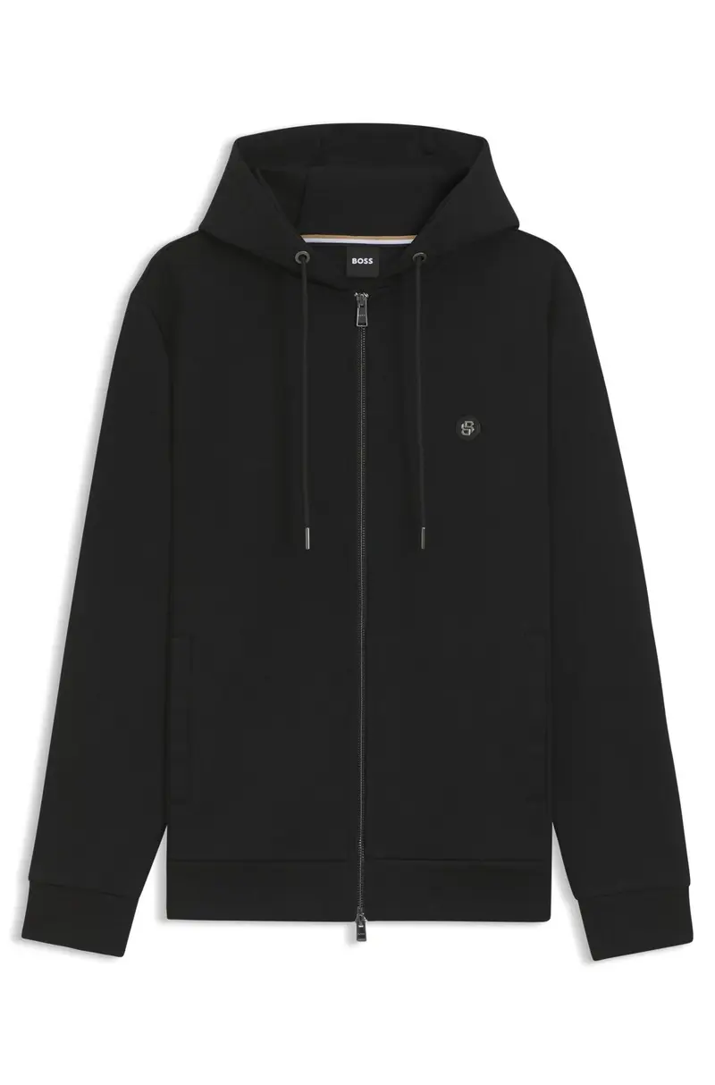 Felpa con cappuccio e zip in misto cotone con monogramma Double B