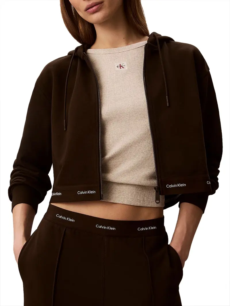 Felpa Con Cappuccio Elasticizzata Calvin Klein - Coffee
