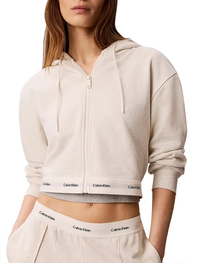 Felpa Con Cappuccio Elasticizzata Calvin Klein - Vaniglia