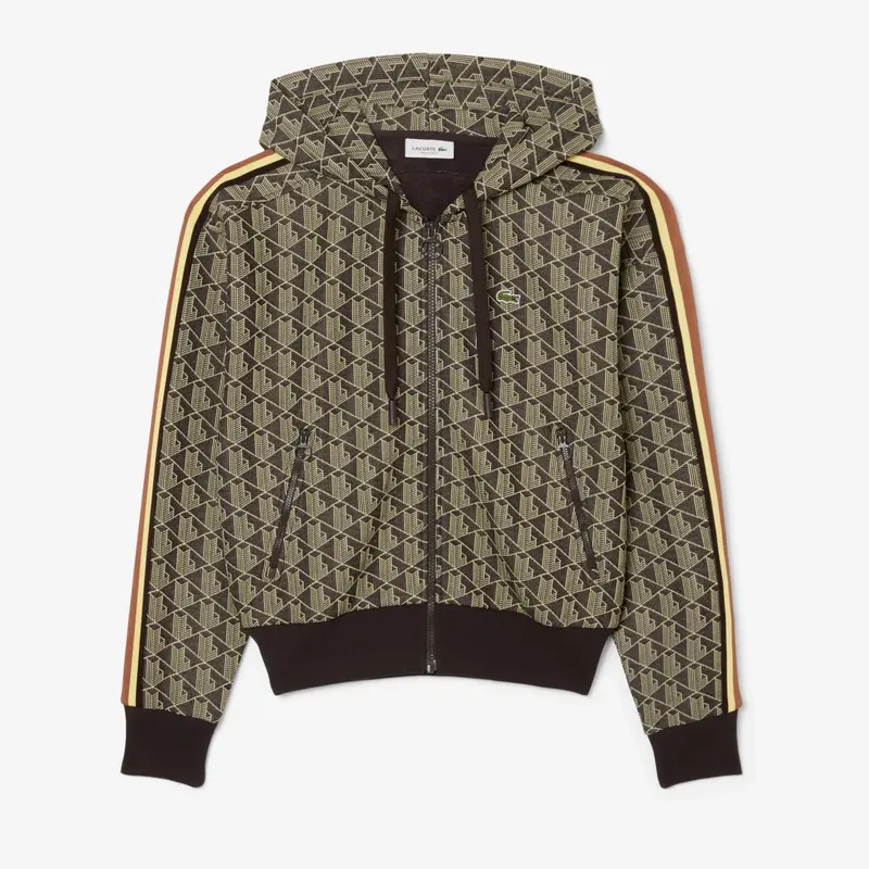 Felpa con cappuccio in jacquard con monogramma