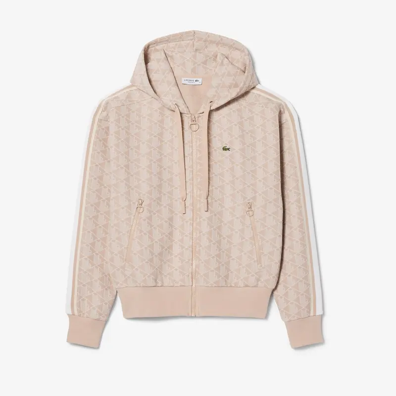 Felpa con cappuccio in jacquard con monogramma