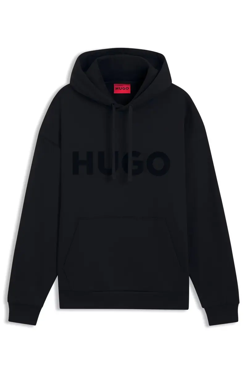 Felpa con cappuccio oversize in terry di cotone con logo tono su tono