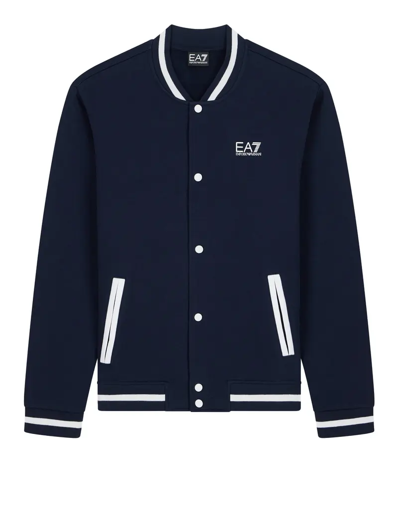 Felpa Ea7 Core Identity in cotone con collo baseball - Navy