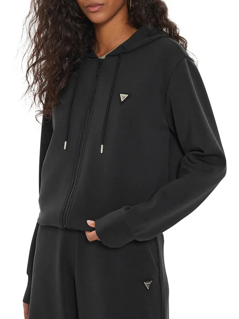 Felpa Guess Olympe Full Zip - Nero