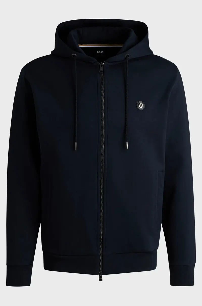 Felpa in misto cotone con cappuccio, zip e monogramma Double B