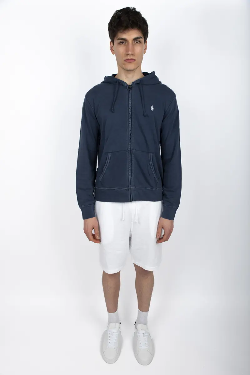 Felpa navy in spugna spa con cappuccio