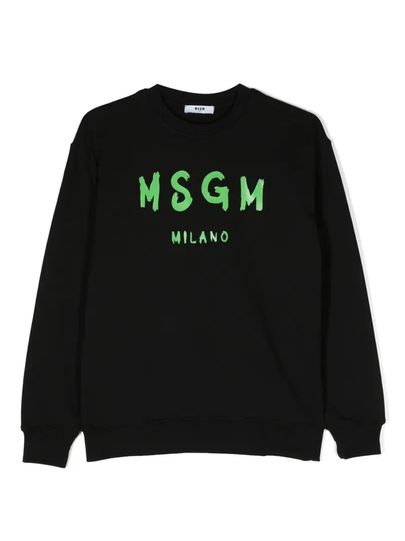 Felpa nera per bambini con logo