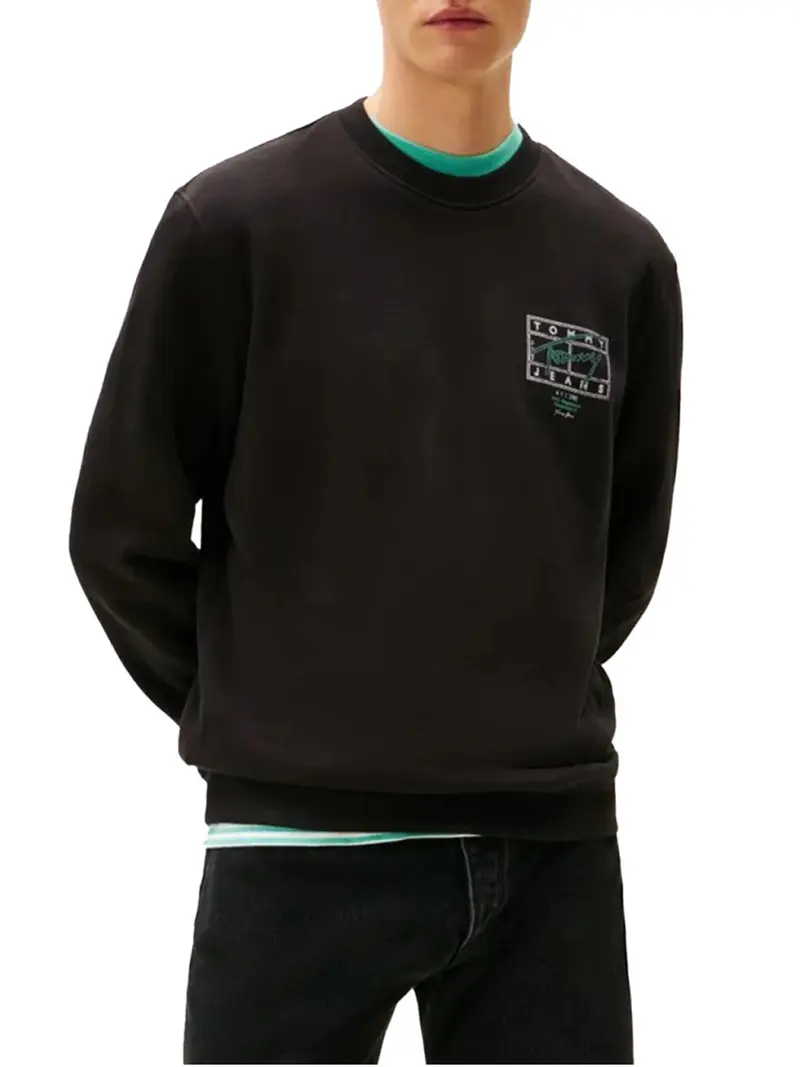 Felpa Tommy Hilfiger Con Grafica Sul Retro - Nero/Verde