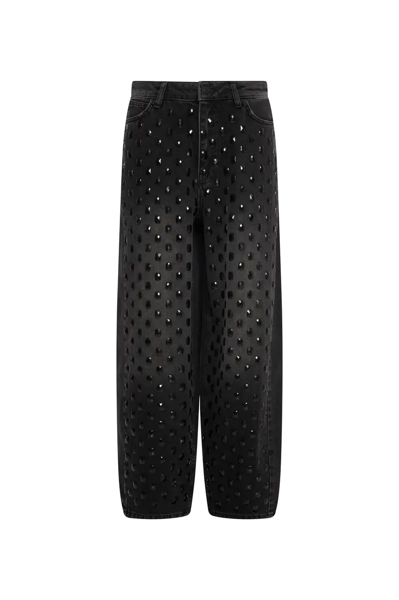 Fracomina Jeans carrot balloon in denim nero con lavaggio scuro