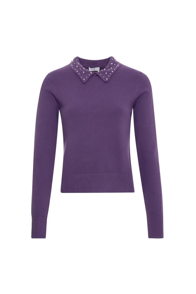 Fracomina Maglia slim con perle Glicine