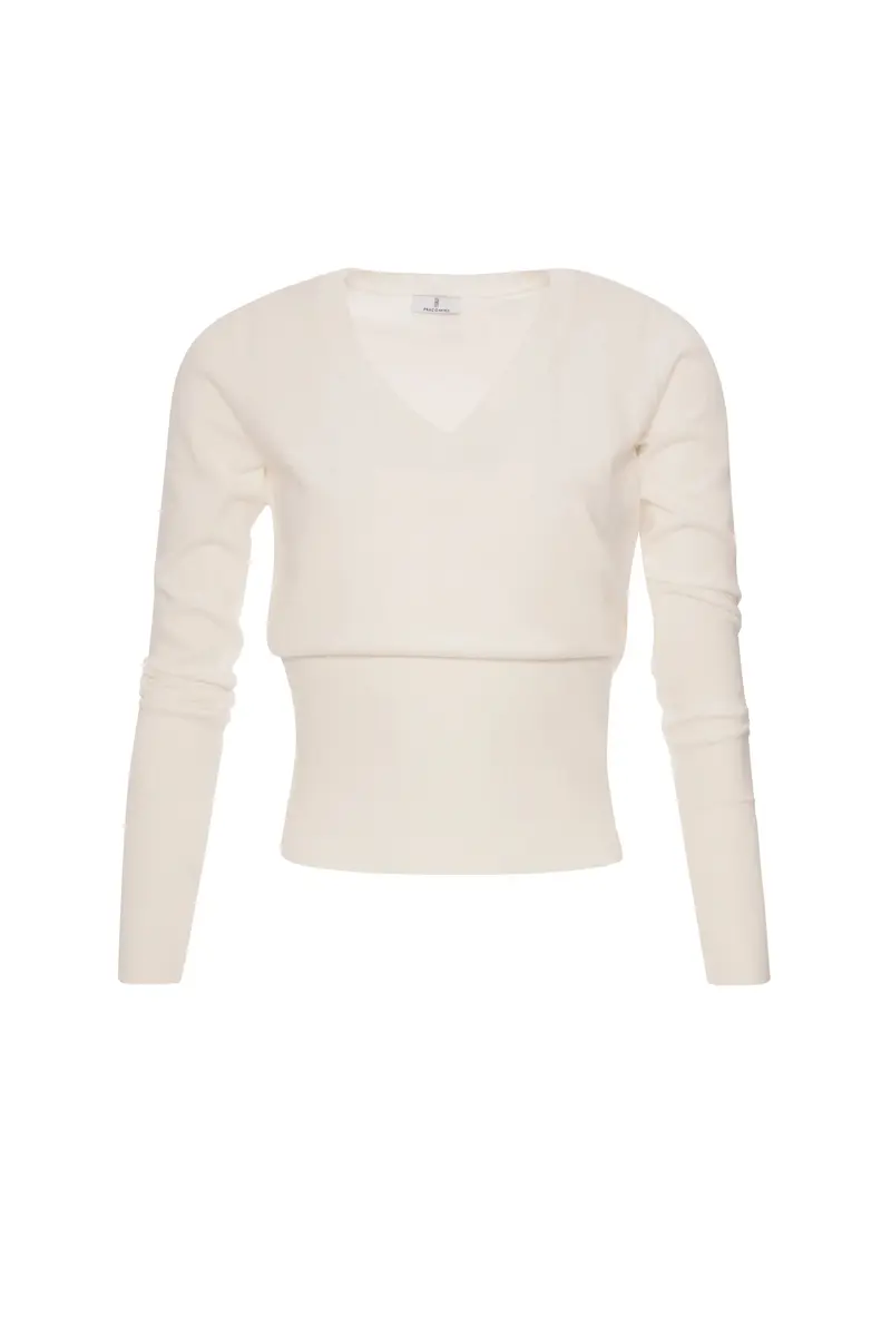 Fracomina Maglia slim con scollo a V cream