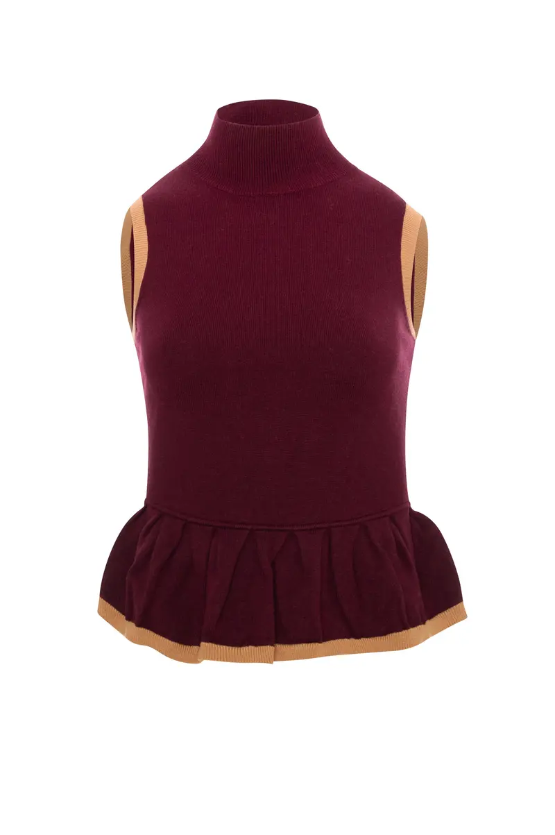Fracomina Top senza maniche in maglia bicolore