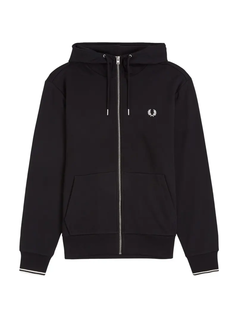 FRED PERRY Felpa Uomo FP HOODED ZIP THROUGH SWEATSHIRT BLACK - FP-J7536 198