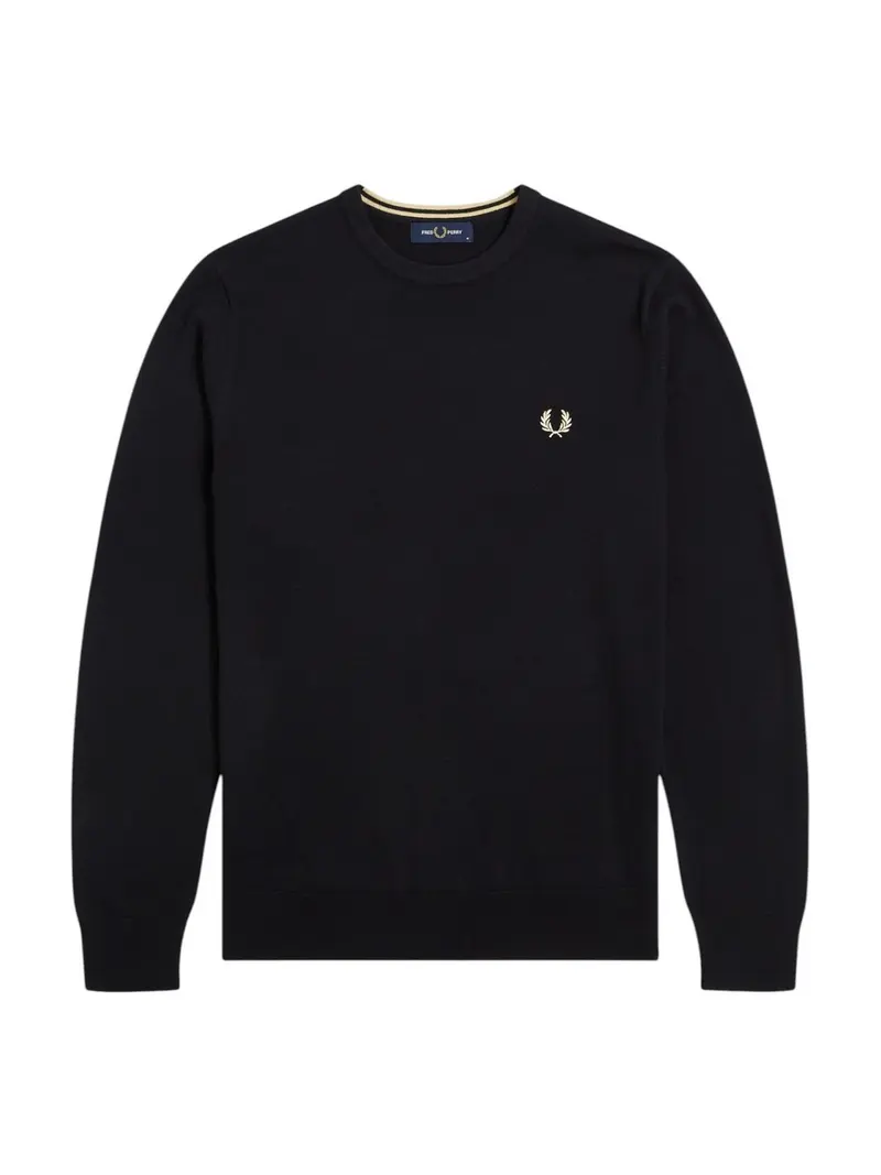 FRED PERRY Maglione Uomo FP CLASSIC CREW NECK JUMPER BLACK - FP-K9601 198