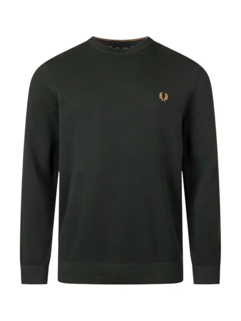 FRED PERRY Maglione Uomo FP PIQUE STITCH JUMPER NIGHT GREEN - FP-K1309 Q20