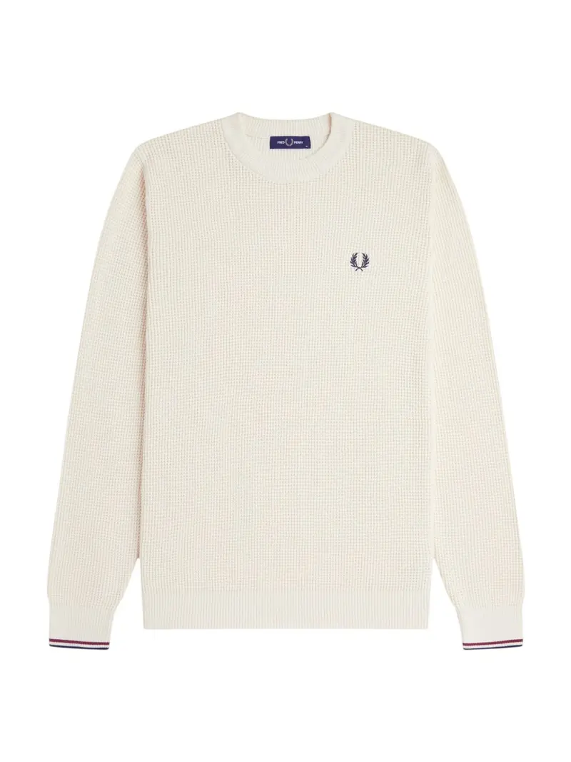 FRED PERRY Maglione Uomo FP WAFFLE STITCH JUMPER ECRU - FP-K6507 170