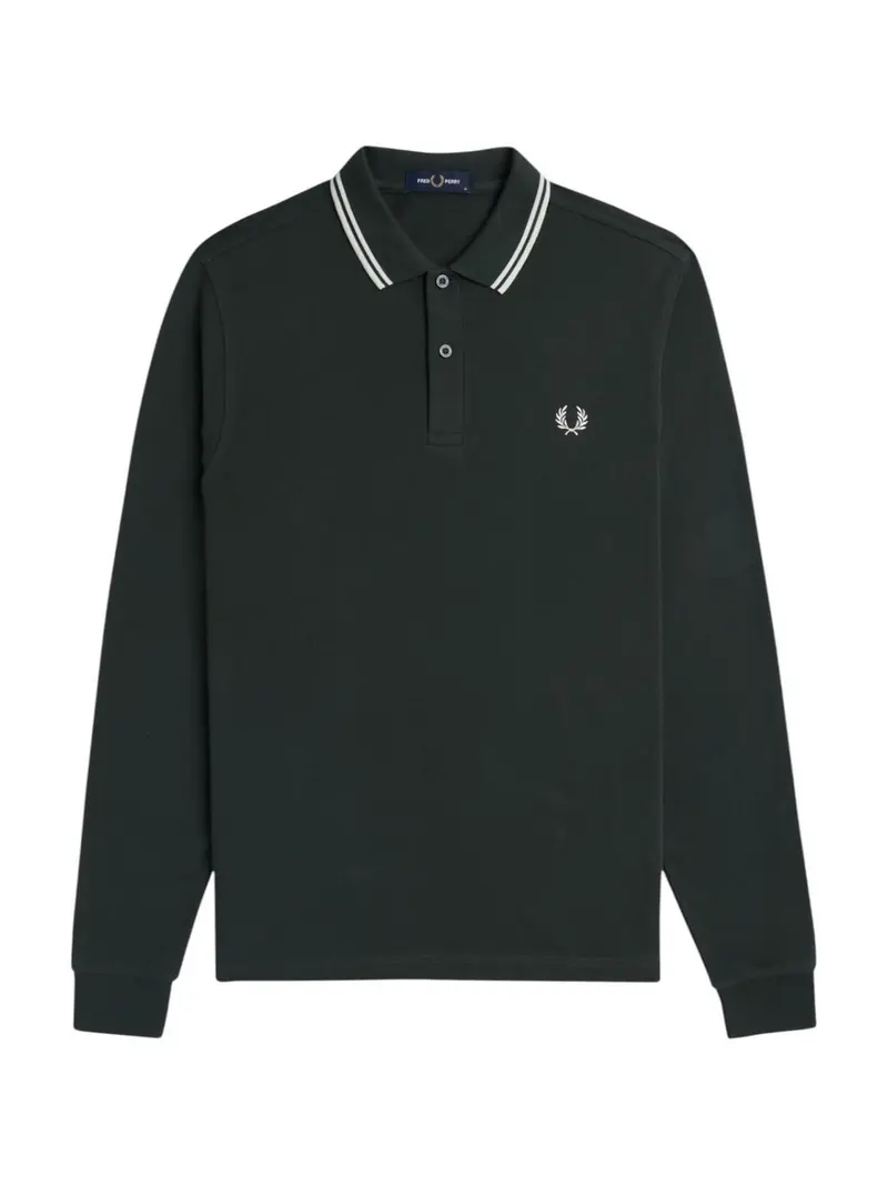 FRED PERRY Polo Uomo FP LS TWIN TIPPED FP SHIRT NIGHTGREEN/SNWHT - FP-M3636 T50