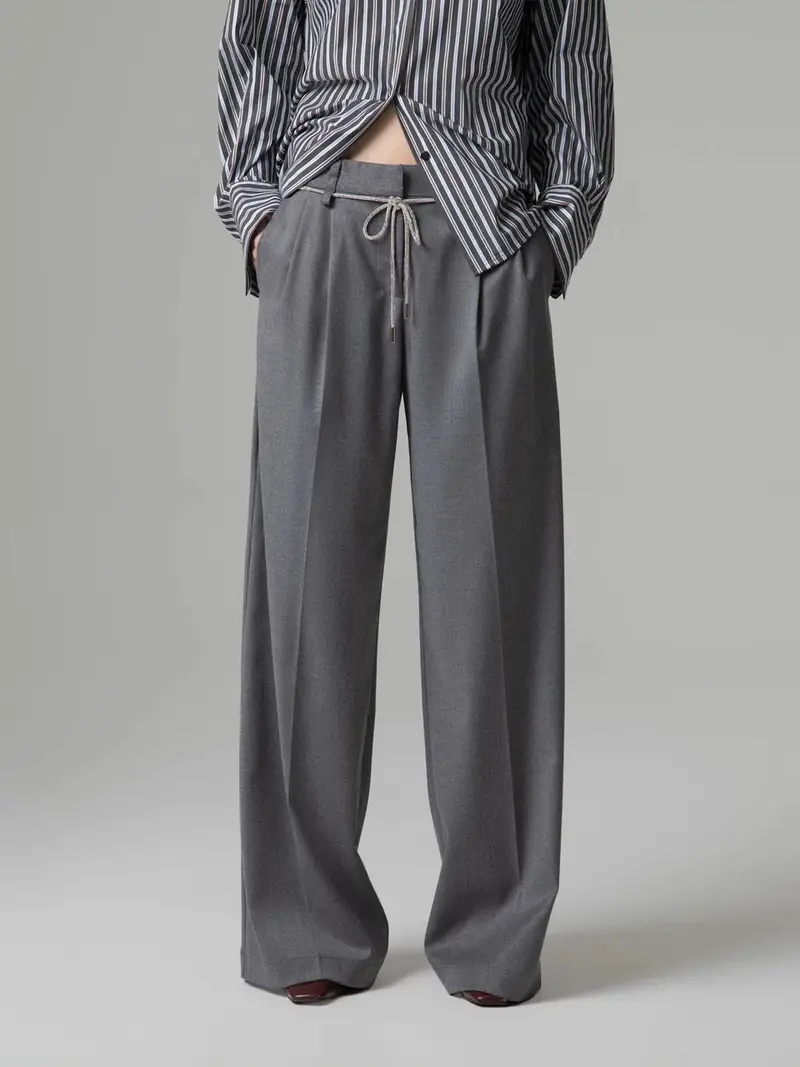 GAELLE Pantalone loose con pinces grigio