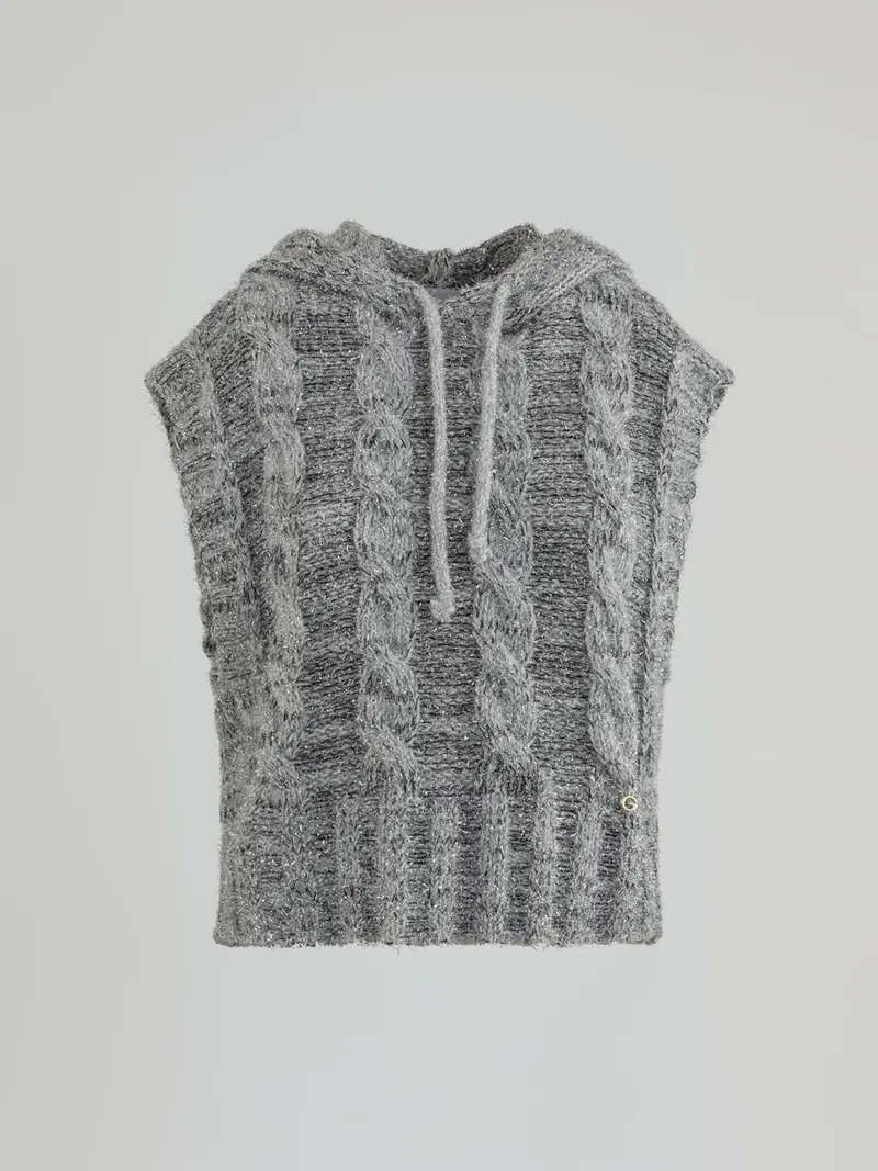 Gaelle Pullover smanicato con cappuccio con pendaglio logato sul davanti grigio