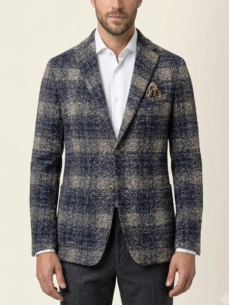 giacca check boucle