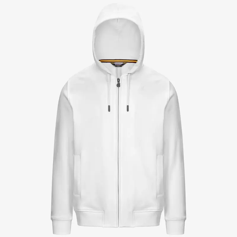Giacca in pile casual da uomo bianco con cappuccio regolabile