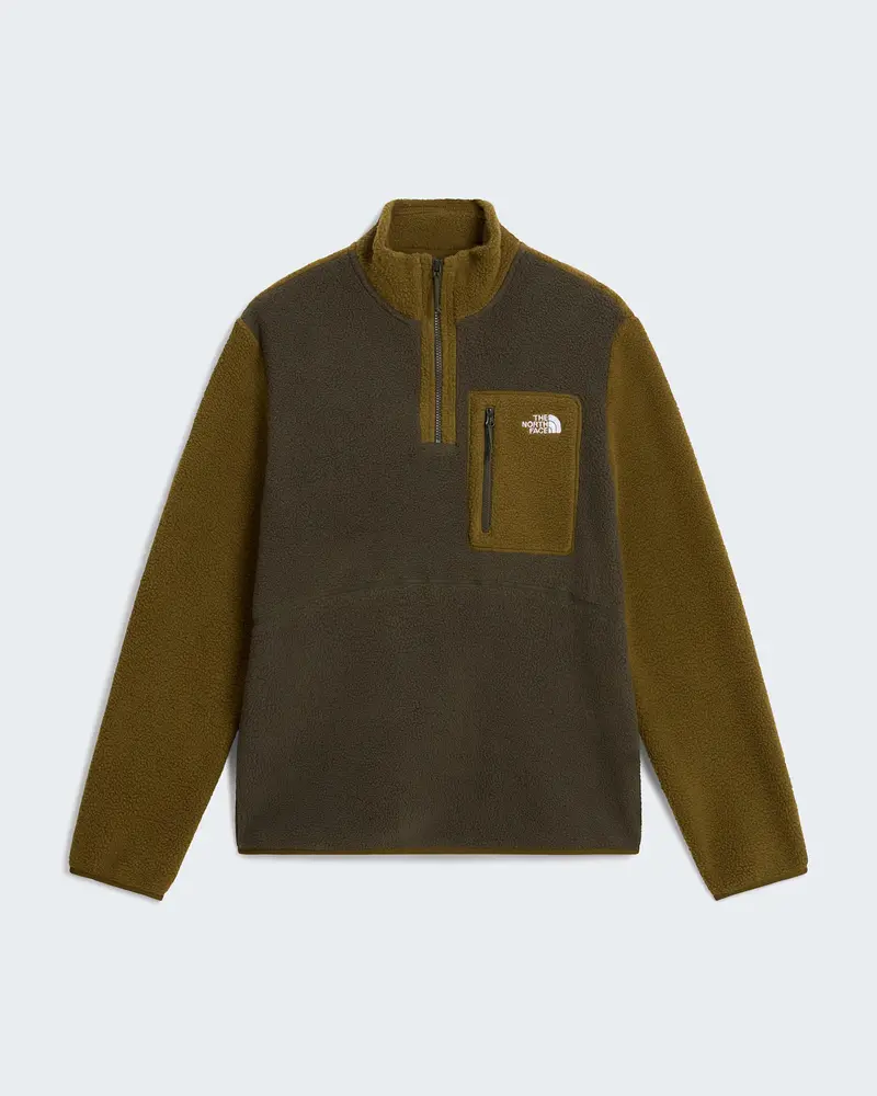 Giacca in pile Yumiori con cerniera a 1/4 da uomo new taupe green