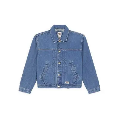 Giacca trucker in denim con pieghe