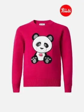Girocollo Princess in misto cashmere con patch panda Trudi