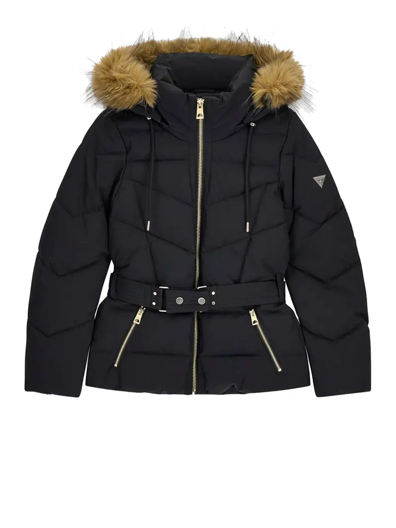 Giubbotto Guess New Fatema Short Belted Puffer Nero