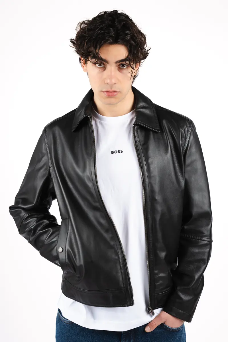 Giubbotto regular fit in nappa