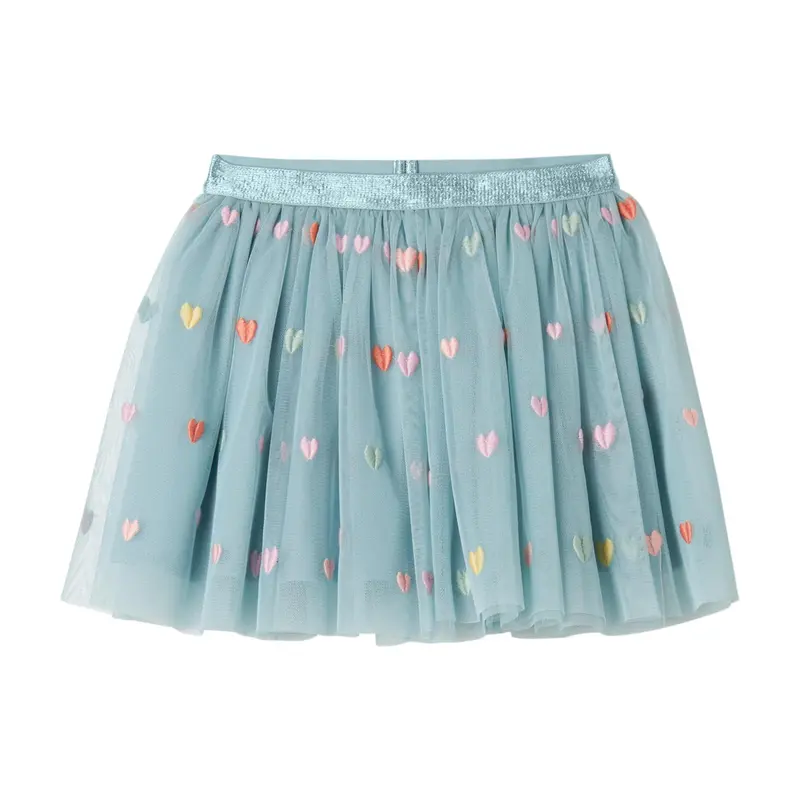 Gonna a Strati in Tulle con Ricamo Cuore