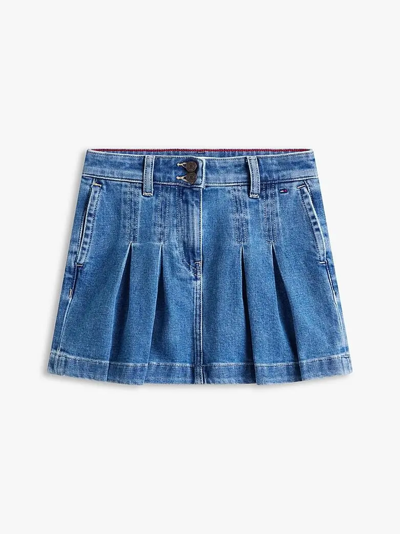 Gonna in denim con pieghe