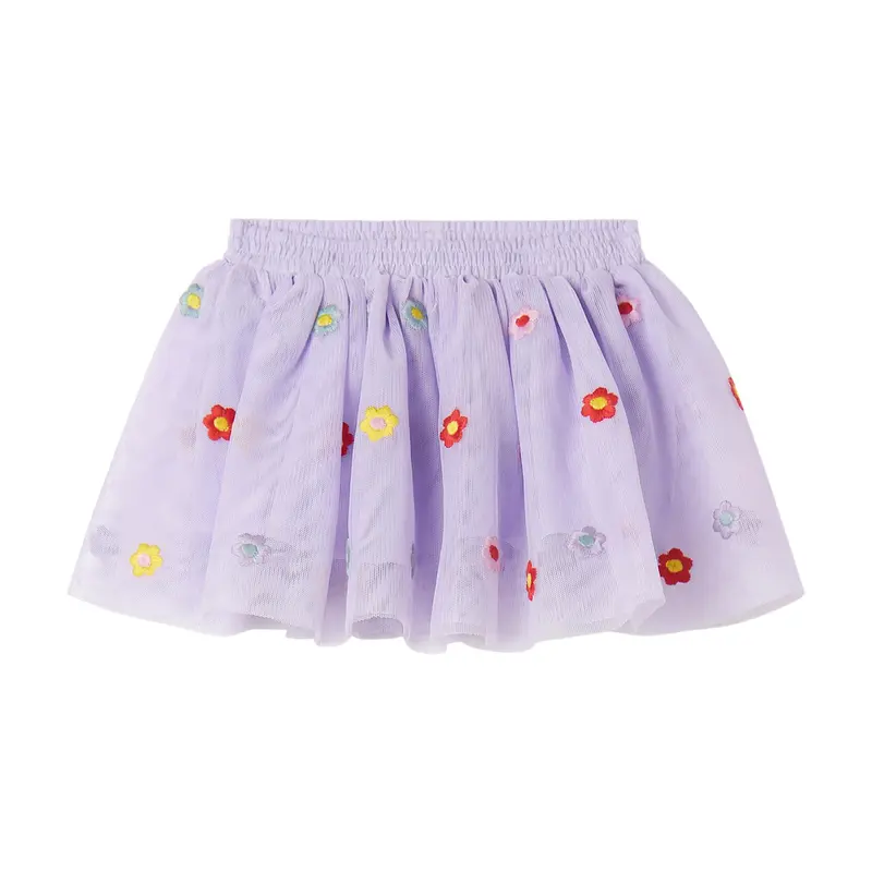 Gonna in Tulle con Ricamo Floreale