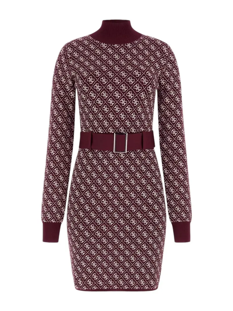 GUESS Abito Donna LISE 4G LS BELTED DRESS SWTR W4BK43 Z37K0 F56X Rosso