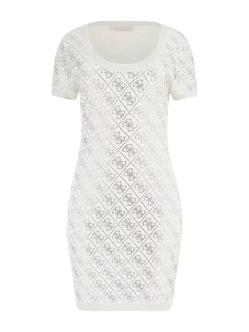 GUESS Abito Donna PAIGE 4G STONES SS DRESS SWTR W4YK28 Z3FN0 G012 Bianco