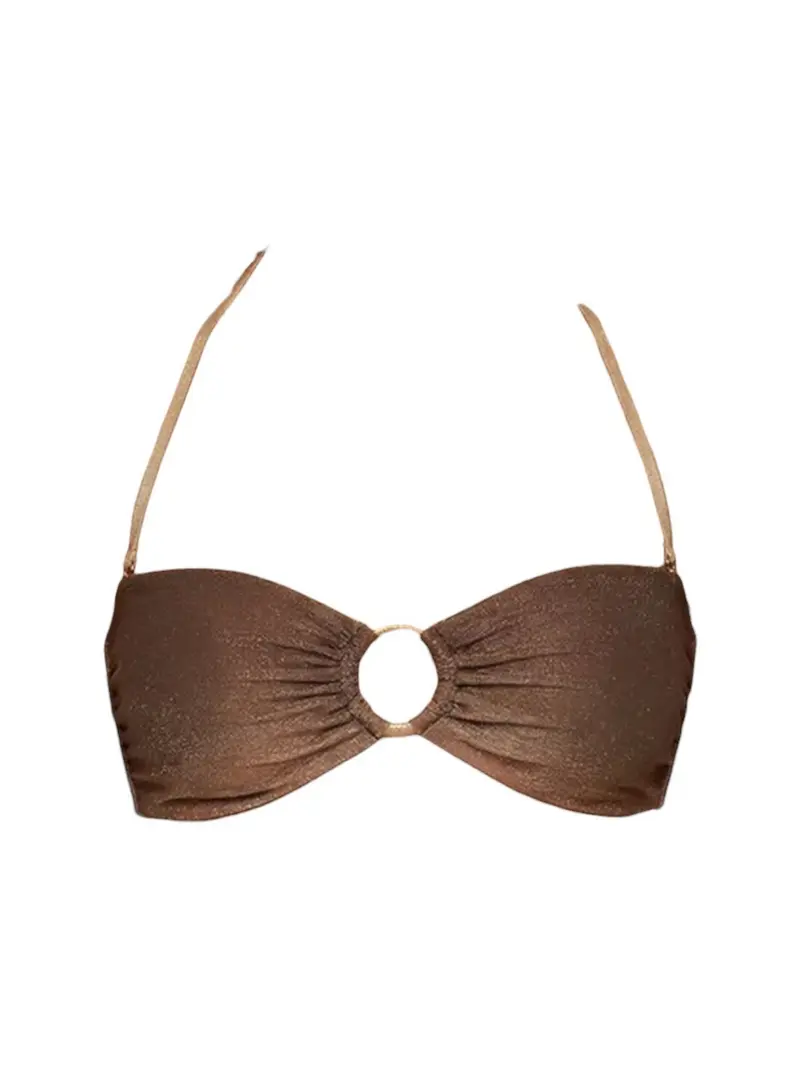 GUESS BEACHWEAR Costume da bagno Donna IRIS BANDEAU BRA E6GJ12 KF600 PMJQ BROWN SHADE AOP